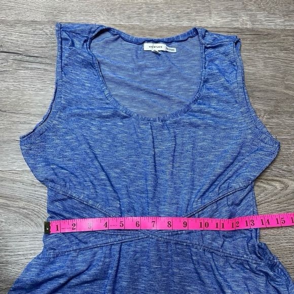 Max Studio Maxi Dress Blue Heathered Fitted Waist Stretchy - Picture 4 of 6